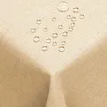 DecoHomeTextil Leinen Optik Tischdecke, Rechteckig 110 x 160 cm Champagner, wasserabweisend, fleckenabweisend, abwaschbar, Lotuseffekt, bügelfrei