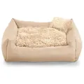 FAVRE Tierbett Fluffy Nelo Hundebett Tierbett Katzenbett, Polyester, Verschiedene Größen Gemütliches Hundebett Shaggy braun 80 cm x 65 cm