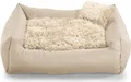 Hundebett FN – Weiches Plüschkissen mit Polyurethanschaum-Füllung, schmutzabweisend und gemütlich, inkl. kleinem Kissen (M - 80x65, Creme)