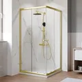 Breuer Eckeinstieg Ektos mit Schiebetür Klarglas 180 cm x 80-90 cm Gold