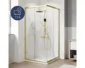 Eckeinstieg mit Gleittür/Schiebetür BREUER Ektos 80 - 90 cm Profil gold matt Kla