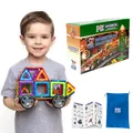 MAGNIKON Magnet Bausteine Für Kinder, Magnetsteine MK-34 Das Auto, 34 Teile, Magnetbausteine Fahrzeuge, Magnetic Building Blocks, Magnete Kinder, Set mit Rädern, Magnetische Bausteine ab 3 Jahre