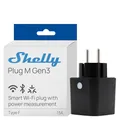 Shelly Plug M Gen3 Schwarz - WLAN & Matter Smarte Steckdose, Leistungsmessung, 13A, 3000W, Zeitschaltuhr, Stecker, Smart Home Stecker, Alexa & Google, Apple HomeKit, Kein Hub Erforderlich