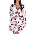 DISNEY Minnie Mouse DAMEN Bademantel mit Gürtel, WARMER Morgenmantel mit Taschen zum Binden, weicher Morgenrock, Weiß (DE/NL/SE/PL, Alphanumerisch, XXS, Regular, Regular, Weiß Minnie)