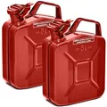 BW® Benzinkanister Metall 2x 5 Liter - Kraftstoffkanister Rot - RAL 3000 - TÜV-geprüft und UN-Zulassung - 0,8mm Stahl nach DIN 7274 für Benzin Diesel E10 2-Takt - Made in Europe
