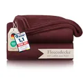 Blumtal Kuscheldecke flauschig - Oeko-TEX zertifizierte Fleecedecke 220x240 cm - Wohndecke 220x240 cm - Decke Couch als Wohn- & Kuscheldecke - Flauschdecke/Wohndecke Kuscheldecke Dunkelrot