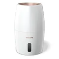 PHILIPS Luftbefeuchter 2000 Serie, hygienische NanoCloud-Befeuchtung, 99,97% weniger Bakterien, 200ml/h, 2L Wassertank, Ultra leise (33dB), Sensor, 3 Stufen, Auto&Schlafmodus, Timer, Weiß (HU2716/10)