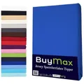 Buymax Spannbettlaken Topper, Spannbetttuch für Topper bis 12 cm Höhe, 100% Baumwolle Jersey, Jersey, Gummizug: Rundumgummi, (1 Stück), Pflegeleicht und Atmungsaktiv, in Verschiedenen Farben und Größen blau 160 cm x 200 cm