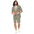 Opposuits Partyanzug Shorts Suit The Jag - Leoparden Kostüm Anzug, Cooler Dress für heiße Tage beige|gelb 46