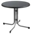 Sieger 209/A Boulevard-Klapptisch mit mecalit-Pro-Platte Ø 86 cm, Stahlrohrgestell graphit, Tischplatte Schieferdekor anthrazit