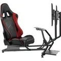 Rennsitz-Cockpit-Simulator - voll einstellbar mit Bildschirmhalterung - Schwarz