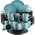 48-teiliges Tafelservice Set aus Steinzeug in Grün, Vintage Look