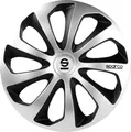 SPARCO SPC1473SVBK Sicilia 4 Stück Radzierblenden, Silber/Schwarz, 4 Stück, 14" SCHWARZ/SILBER