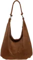Caspar Schultertasche Damen Vintage Leder Tasche Hobo Bag - CLASSIC LINE - Modell No.617, 100% italienisches Veloursleder, samtig weich, angenehmer Tragekomfort