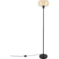 QAZQA Art Deco Stehlampe Schwarz mit Braunem Glas Bizle