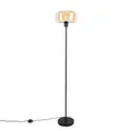 Qazqa Art Deco Stehleuchte, Stehlampe - Bizle - Beige, Rund, max. 25W, Geeignet für LED, 146cm, Ideal als Wohnzimmerlampe