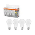 Osram LED Base Classic A Lampe, in Kolbenform mit E27-Sockel, nicht dimmbar, Ersetzt 60 Watt, Matt, Warmweiß - 2700 Kelvin, 4 Stück (1er-Pack)