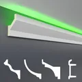 HEXIM LED Stuckleisten Muster - Indirekte Beleuchtung mit Deckenleisten aus PU, leicht & lichtundurchlässig- (20cm LED-10) Zierleisten Zubehör Wand