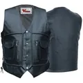 German Wear Motorradweste GW683 Black Motorrad Lederweste Biker Motorradweste Weste schwarz 50/M
