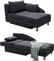 Récamiere-Schlafsofa Federkern Couch Liege Gästebett mit Bettkasten in Anthrazit / 15121