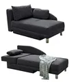 luma-home Stilvolle Recamiere mit Federkernpolsterung, Schlaffunktion, Bettkasten, B149/T90/H80 cm, ausziehbar zur Liegefläche von 200 x 84 cm, Stoff Flachgewebe in Anthrazit / 15121