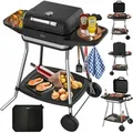 Zilan 2in1 Elektro Grill Standgrill Tischgrill elektrisch 3.050 Watt - Elektrogrill für Balkon, Draußen & Drinnen mit Standfuß und mobilen Rolle...