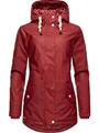 Navahoo Damen Übergangsjacke Regenmantel wasserdicht lang warm gefüttert mit Kapuze Oceans Heart Blood Red Gr. S