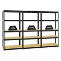 PROREGAL Mega Deal 3er-Set Schwerlastregale Slim Elephant 180x90x45cm mit 5 Ebenen Fachlast 350kg Schwarz