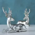 Boltze 2er Hirsch paar liegend silber aus Kunstharz 15cm-1007442