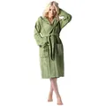 MAIAS art home Unisex-Bademantel Volina Frottee Damen & Herren 100% Baumwolle, Langform, frottee Baumwolle, mit Kapuze & aufgesetzten Taschen, Bindegürtel, Unisex, ideal als Hausmantel, Morgenmantel oder für die Sauna grün XL