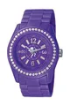 edc by Esprit Quarzuhr Disco Glam Purple with Stones, aus Kunststoff, Edelstahlboden, Violett, Zirkonia, Faltschließe