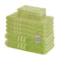 Lavea® 10-teiliges Handtuch Set Elena, 100% Baumwolle - 4 x Handtuch, 2 x Duschtuch, 2 x Gästetuch, 2 x Waschhandschuh, Frottee Handtücher Set weich, saugstark & pflegeleicht, Bad & Gäste, Lindgrün