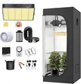 JUNG Gewächshaus Growbox Komplettset Anzuchtset mit Zuchtzelt LED Lampe, Anbau Pflanzen, BxTxH: 70 x 70 x 160,00 cm, Growbox, Gewächshaus Komplett Set