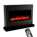 GLOW FIRE Elektrokamin mit Heizung und Kaminfeuer (Standkamin Zeus) - elektrischer Kamin mit LED-Feuer in 5 Farben, Heizlüfter, Deko & Fernbedienung - 135x100x35 cm, Schwarz